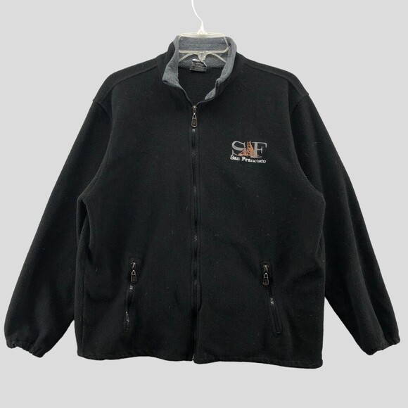 San Francisco CA Golden Gate Bridge Fleece Jacket Mens Small Full Zip Pockets - Picture 1 of 9